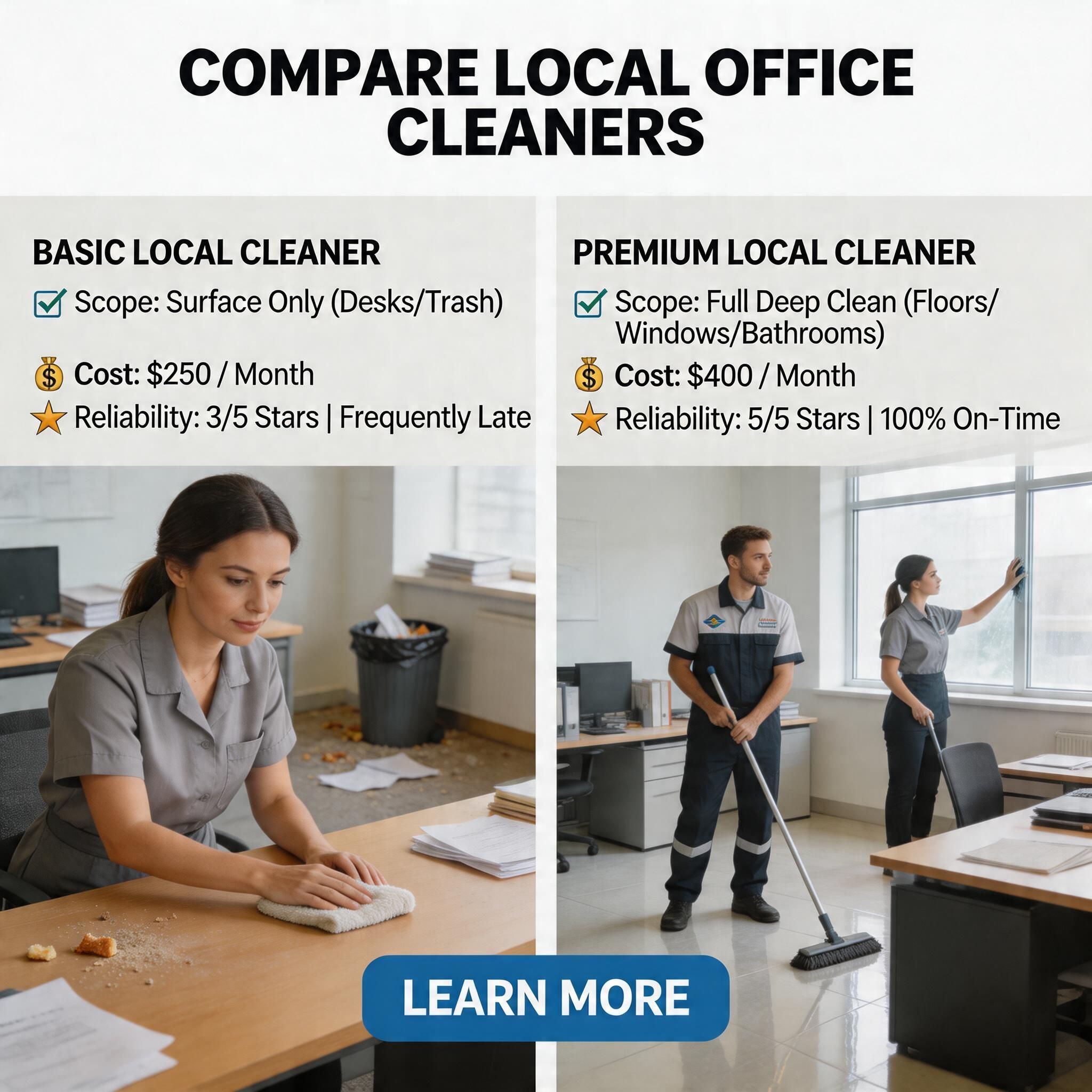 Office cleaning comparison