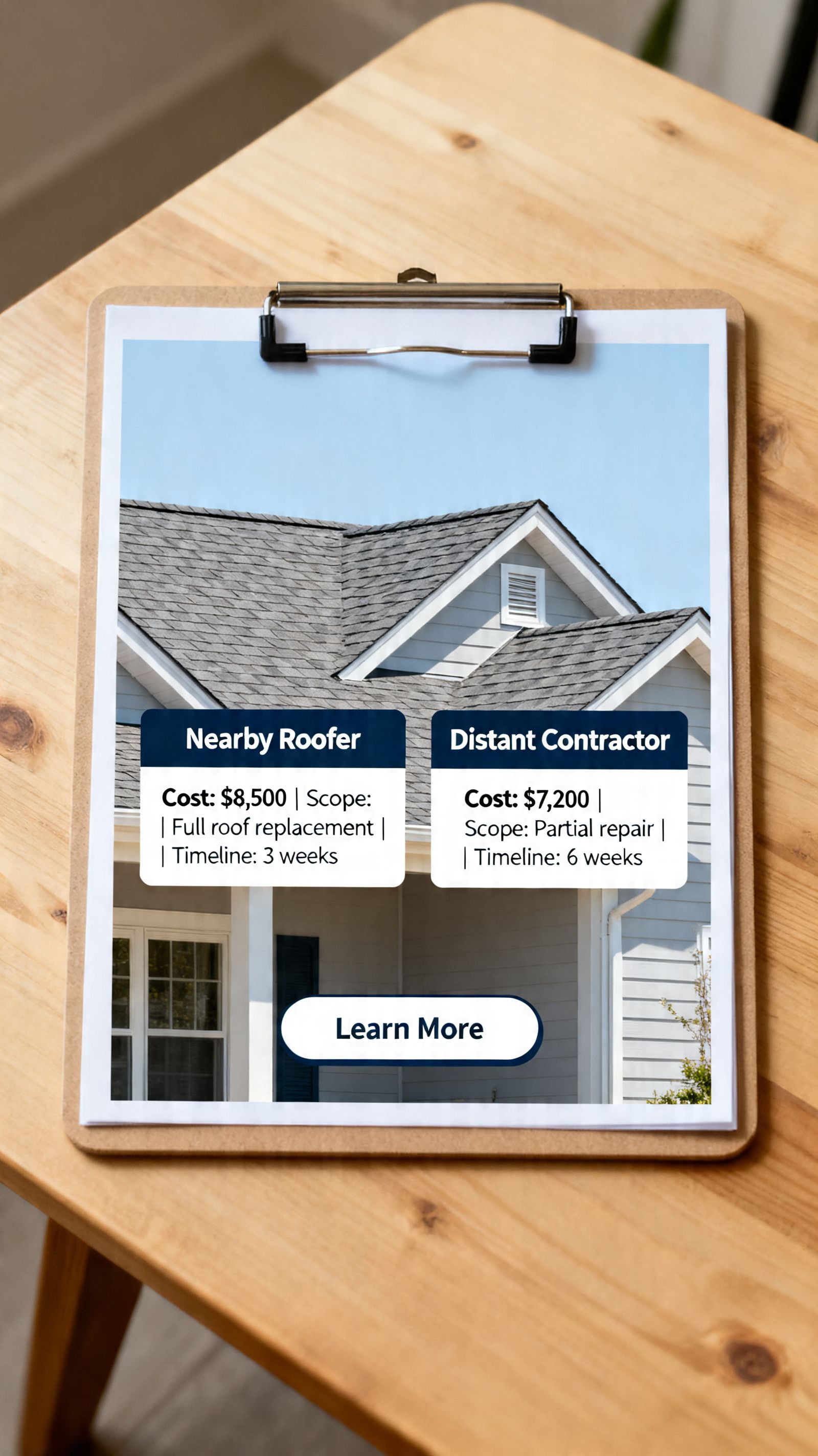 Two contractors presenting quotes side by side